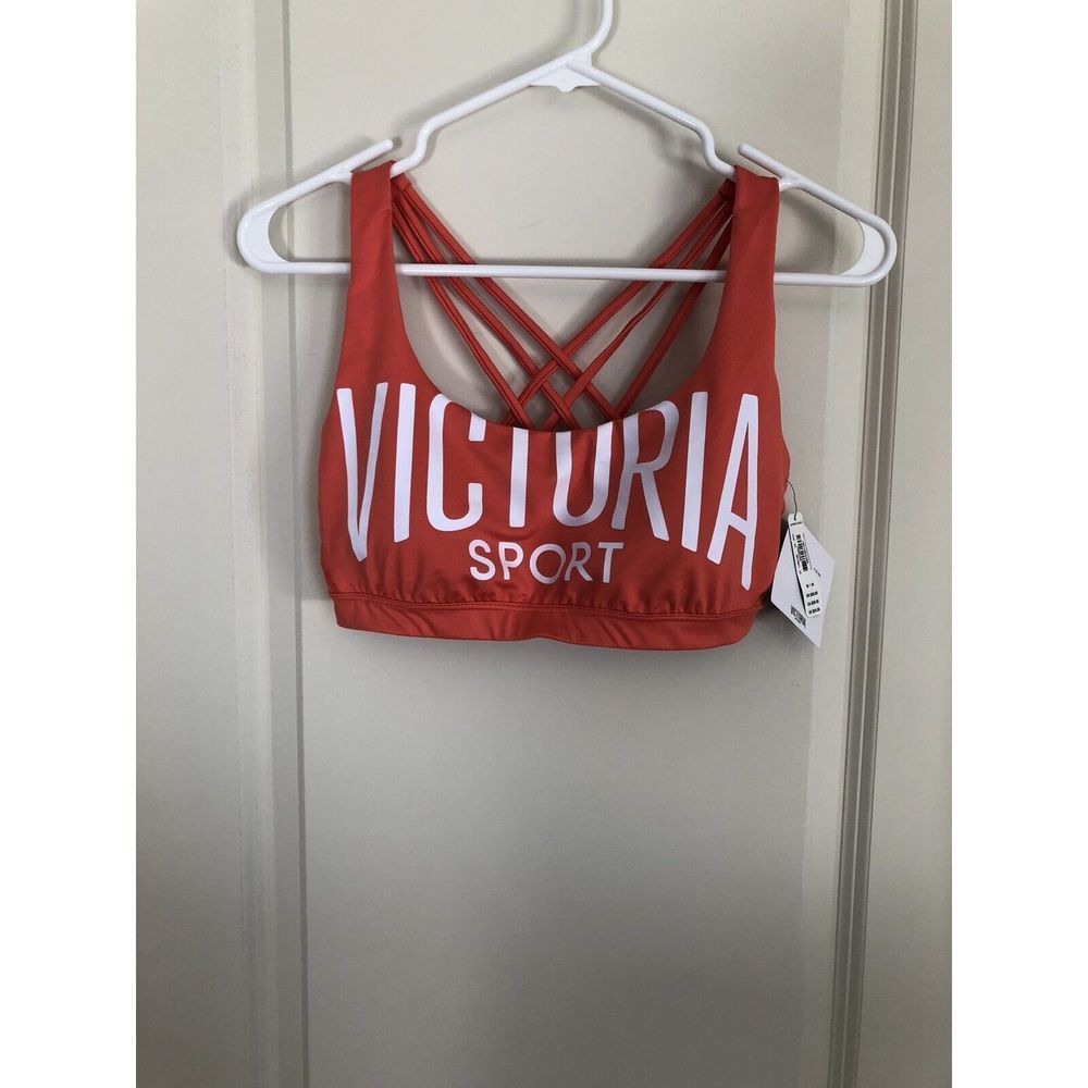 Victoria's Secret Sports‎ Bra Orange Reflective Logo Strappy Back M